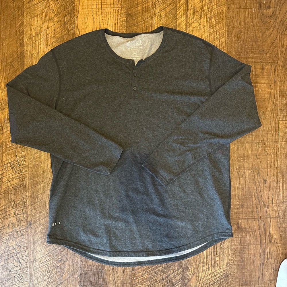Men’s BYLT Basics Drop Cut Long Sleeve Henley, XXL